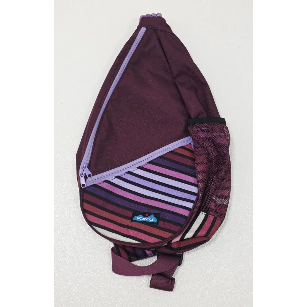 Kavu Rope Sling Paxton Bag Purple September Stripe NWOT Boho